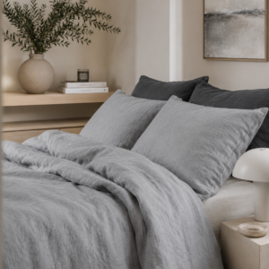 Linnen dekbedset grijs